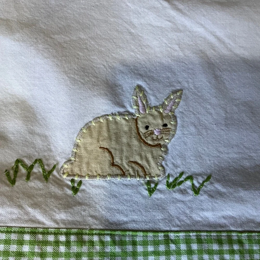 Pottery‎ Barn Easter Bunny Table Runner Napkins Set Gingham Applique Eggs Chicks
